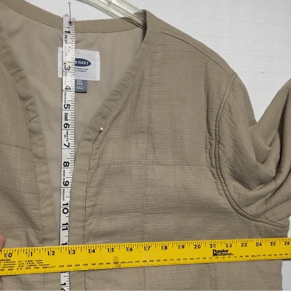 Old Navy Tan Quilted Jacket Open front Cotton XXL NEW OR LIKE NEW - Picture 7 of 12
